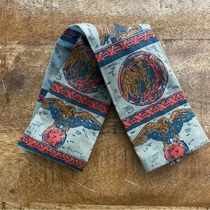Vintage 1980’s Rooster square neck tie Americana Eagle patriotic